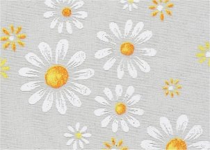 achterlijk persoon component Beugel Creapop, deko stof bloemen margrietjes wit / oranje 29cm breed per 50cm |  HF3981547