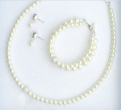 nek De volgende Voorkeursbehandeling sieraden set van Swarovski parels